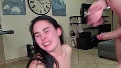 Spit on her slap her face fuck her she needs to be humiliated cum in mouth