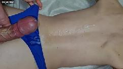 Skinny babe gets tight gripping pussy