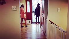 Wife fucks the deliveryman and let s him creampie her pussy